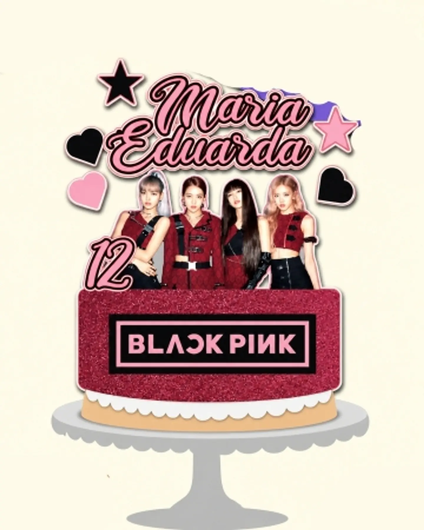 Arquivo Topo de Bolo Black Pink 1