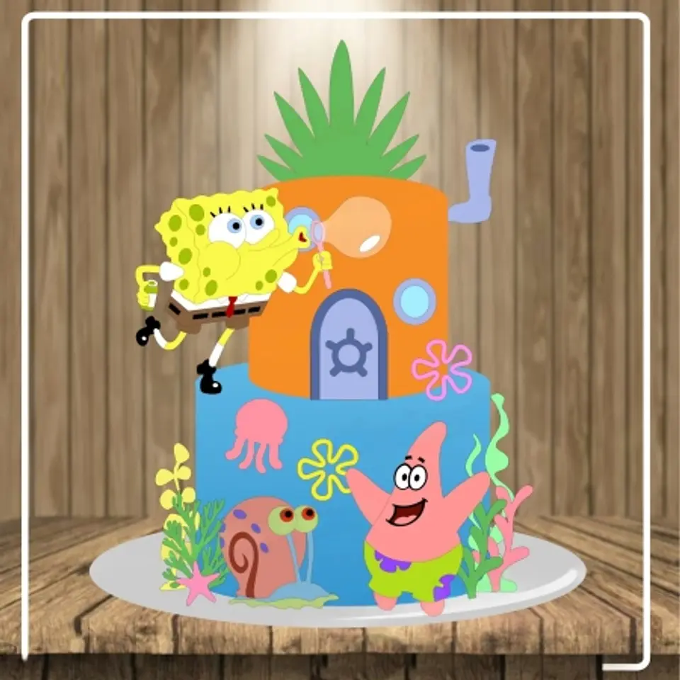 Arquivo Topo de Bolo Bob Esponja em Camadas 1