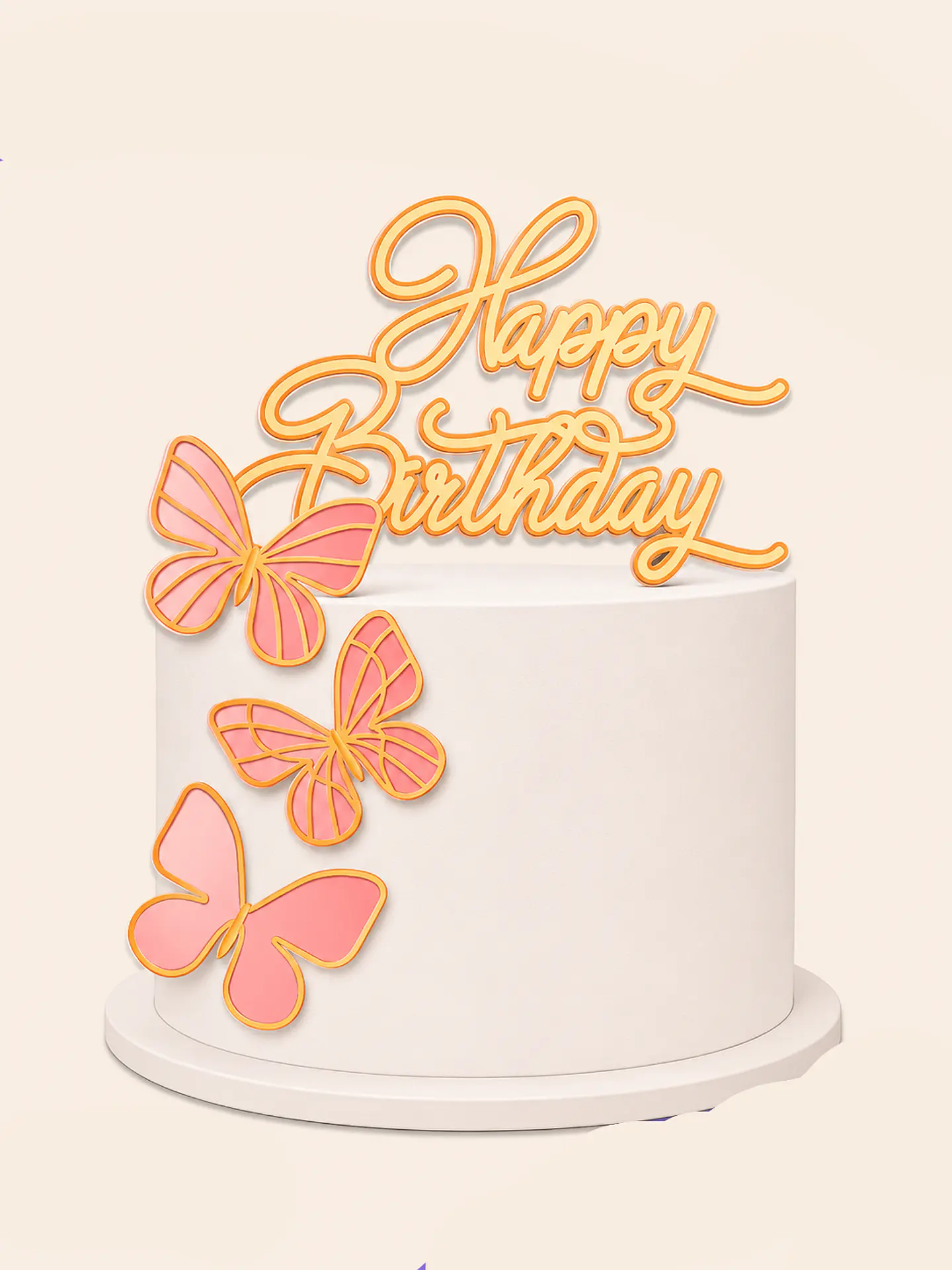 Arquivo Topo de Bolo Borboletas Happy Birthday  1