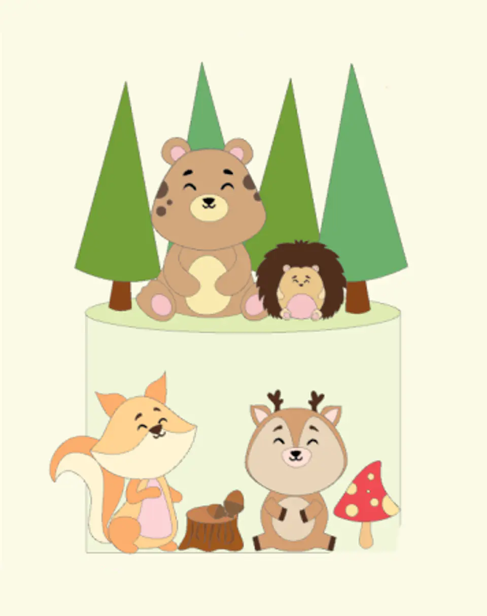 Arquivo Topo de Bolo Bosque Animais 1