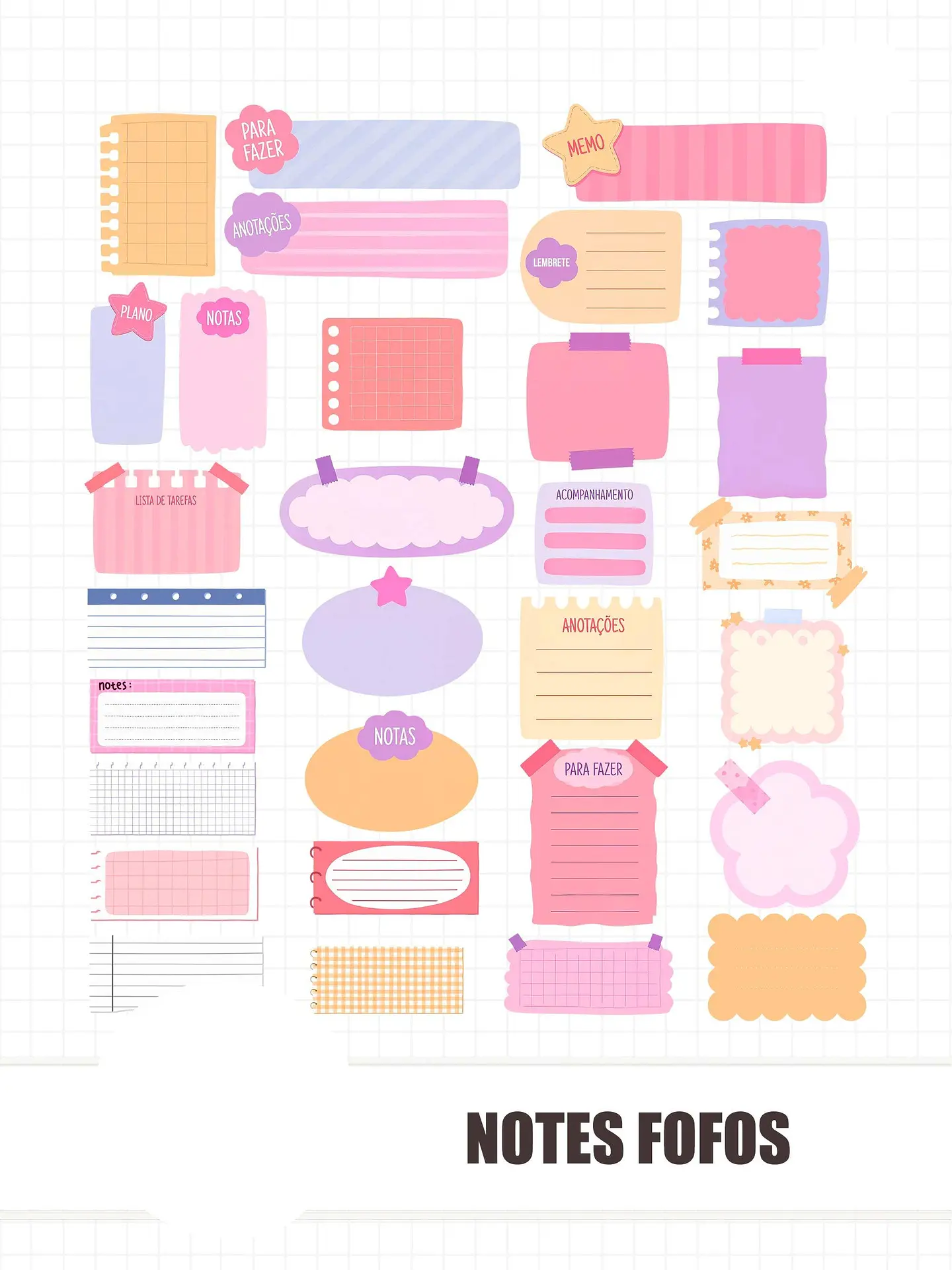 Kit Digital Notas Fofas  1