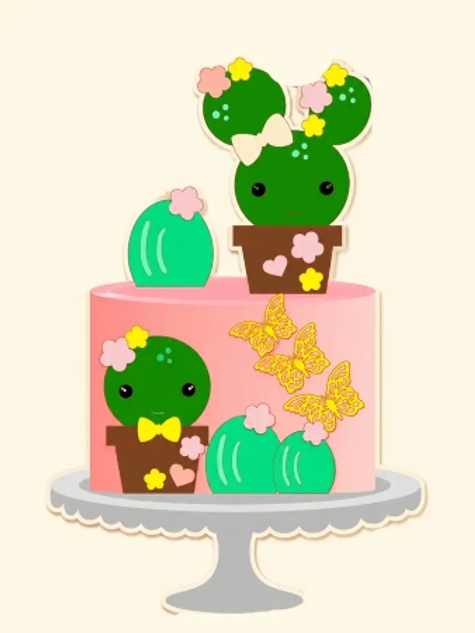 Arquivo Topo de Bolo Cactos Cute  1