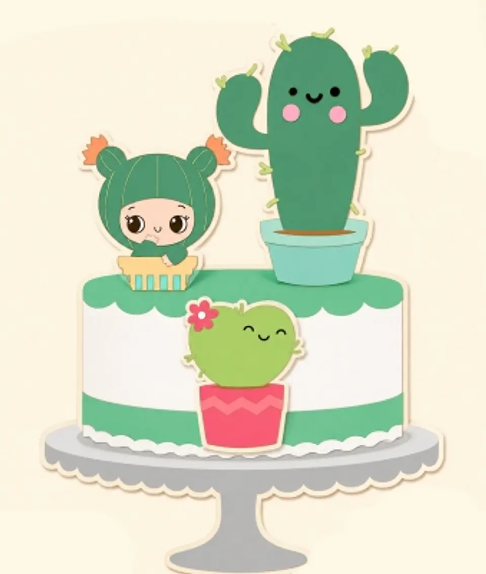 Arquivo Topo de Bolo Cactos Cute 1