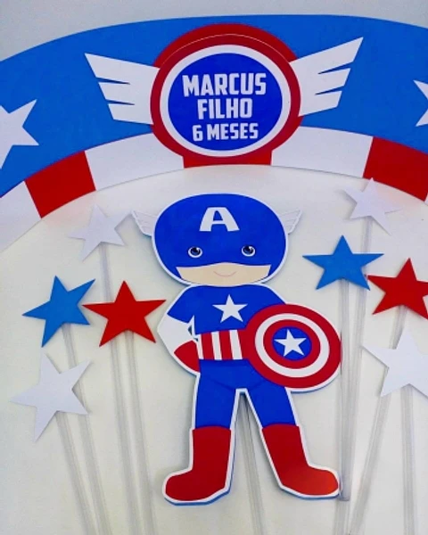 Arquivo Topo de Bolo Capitão América Cute