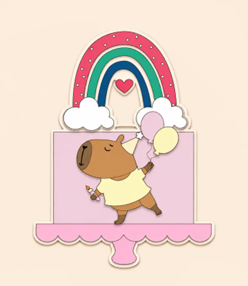 Arquivo Topo de Bolo Capivara Balão Arco Íris 1