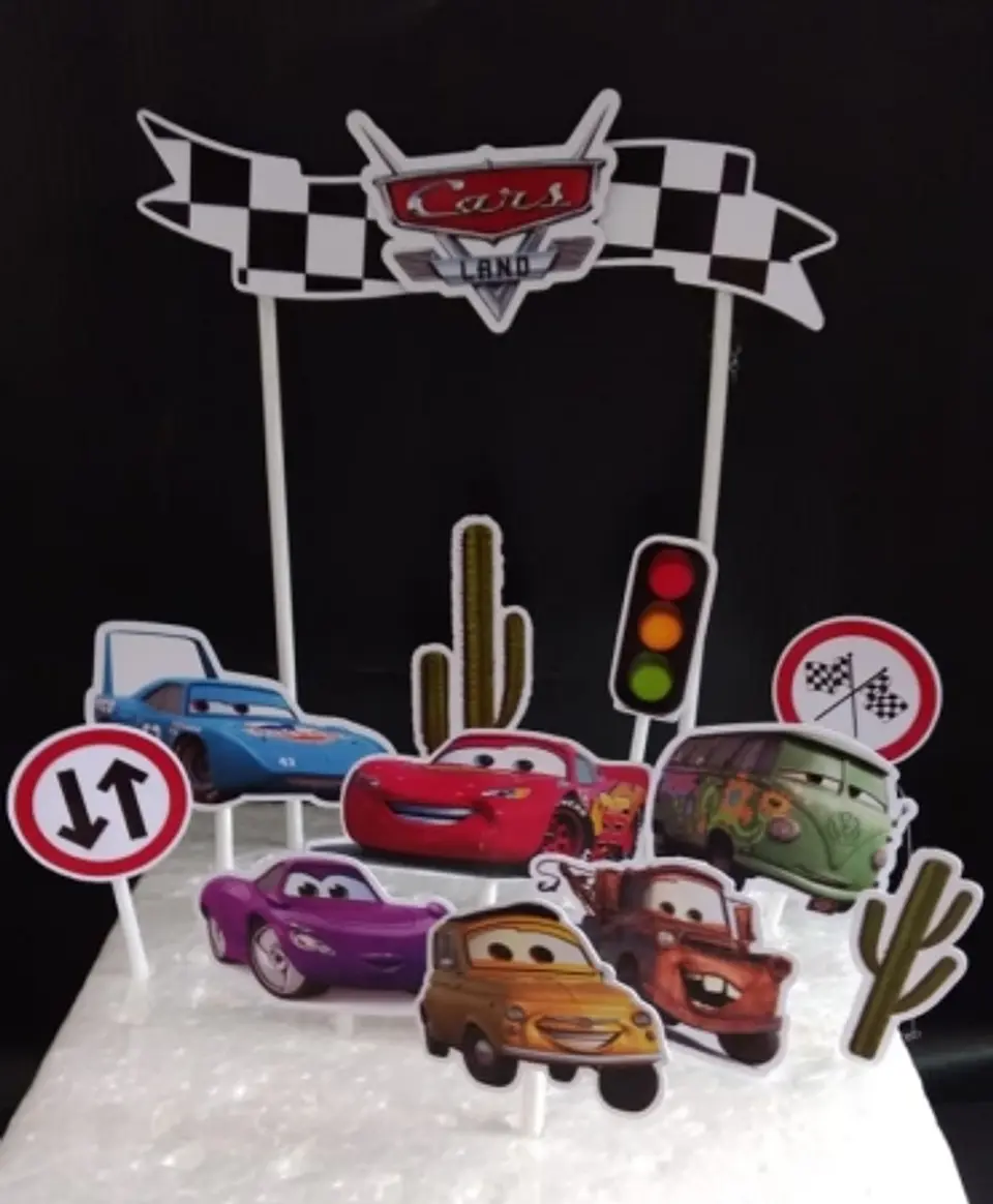 Arquivo Topo de Bolo Carros Disney Relampago McQueen  1