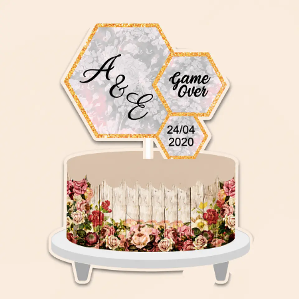 Arquivo Topo de Bolo Casamento Geométrico 1