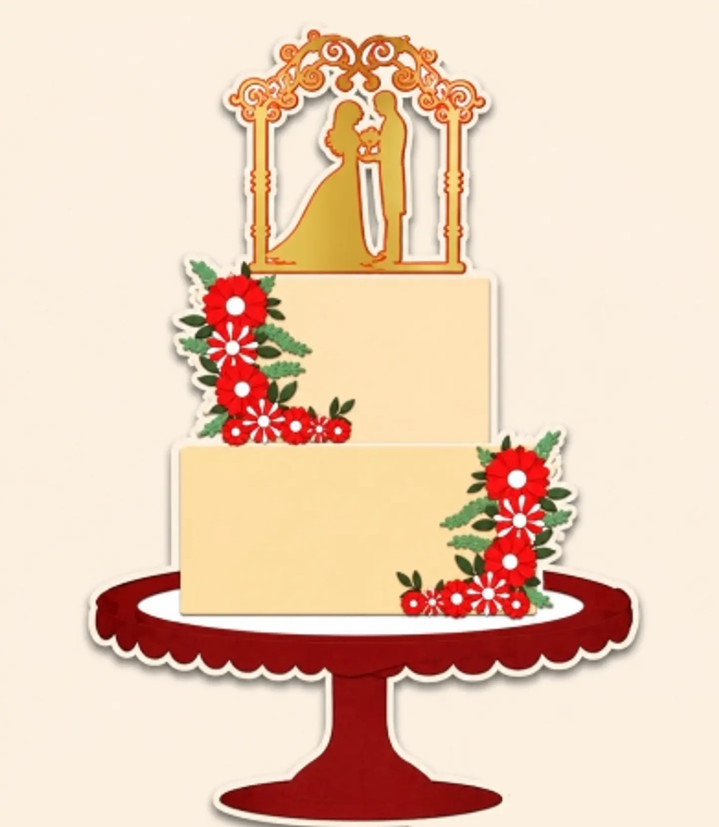 Arquivo Topo de Bolo Casamento Silhueta Floral 1
