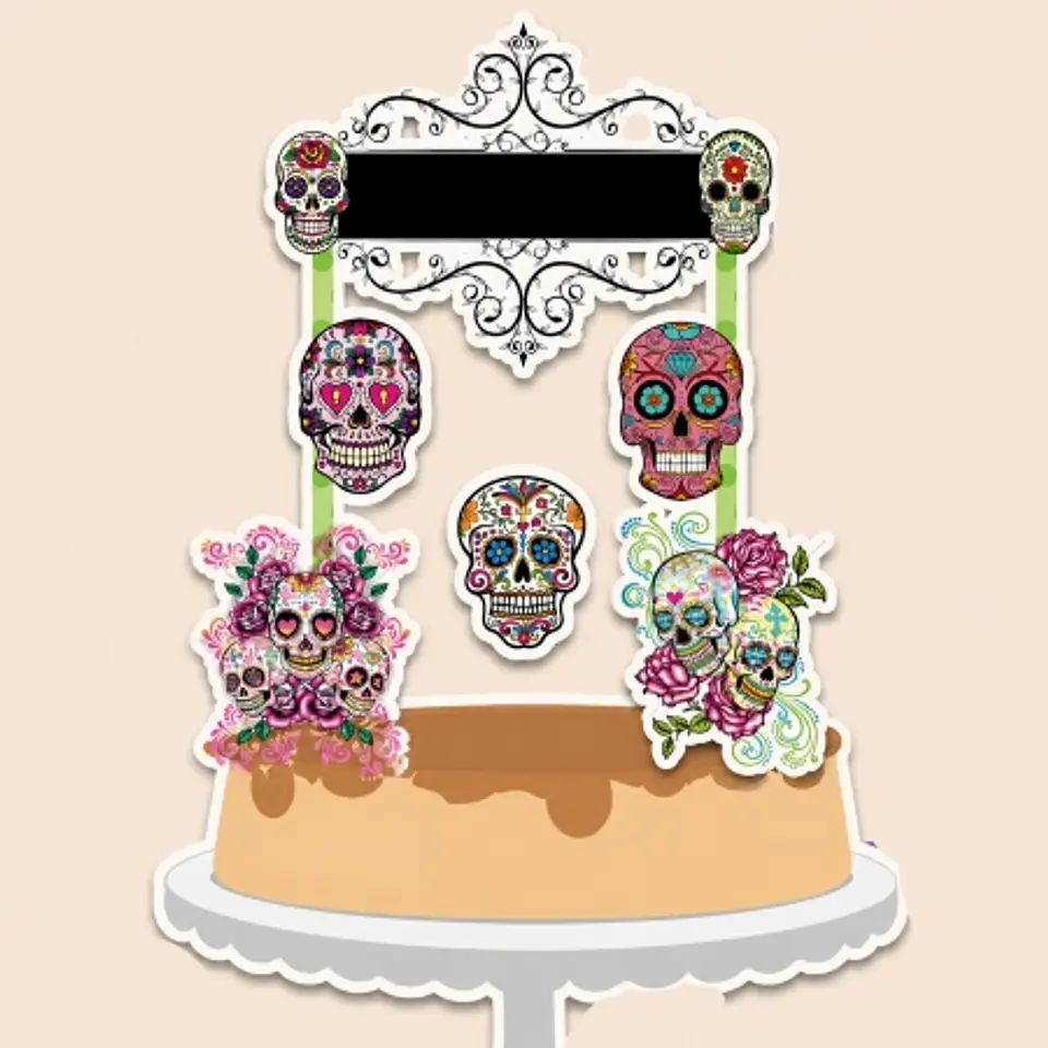 Arquivo Topo de Bolo Caveira Mexicana 1