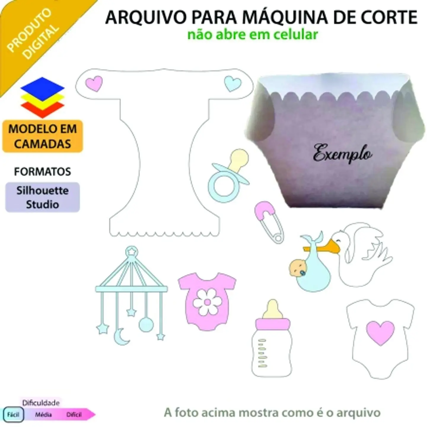 Arquivo Topo de Bolo Topo de bolo Chá De Fraldas 3D 1