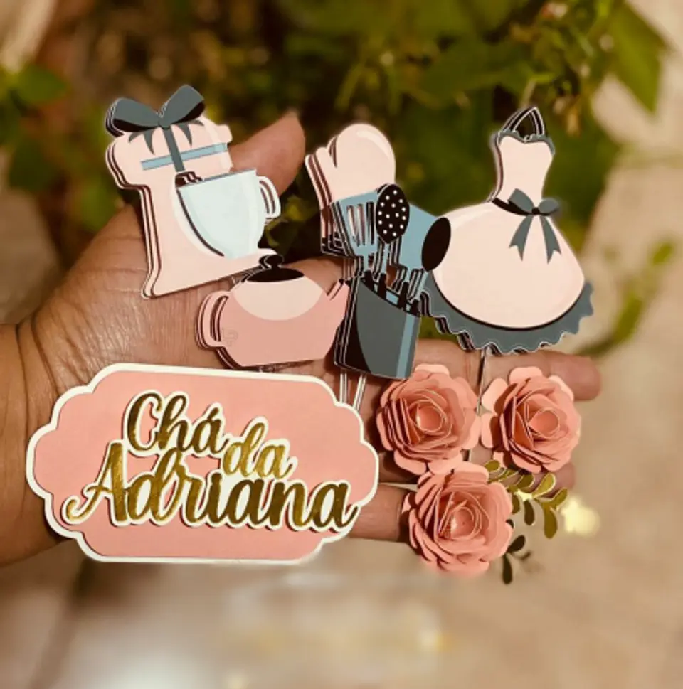 Arquivo Topo de Bolo Chá de Cozinha Floral 1