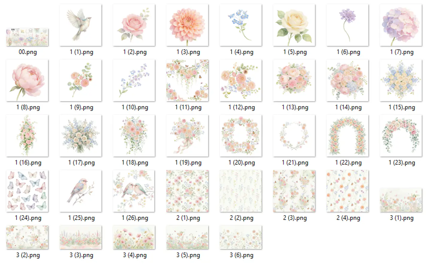 Kit Digital Floral Aquarela 2