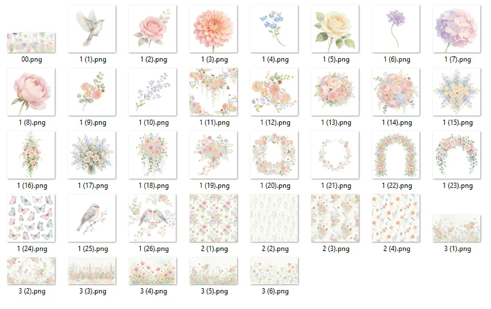 Kit Digital Floral Aquarela 2