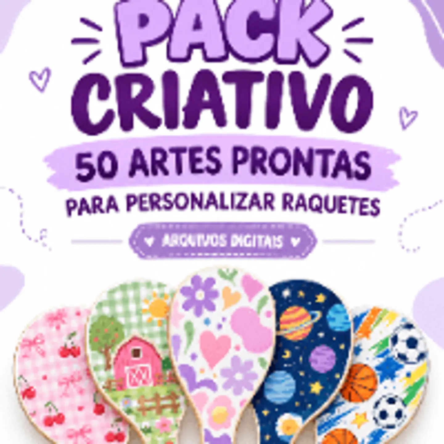 Arquivo Pack criativo 50 artes Para Raquetes 1