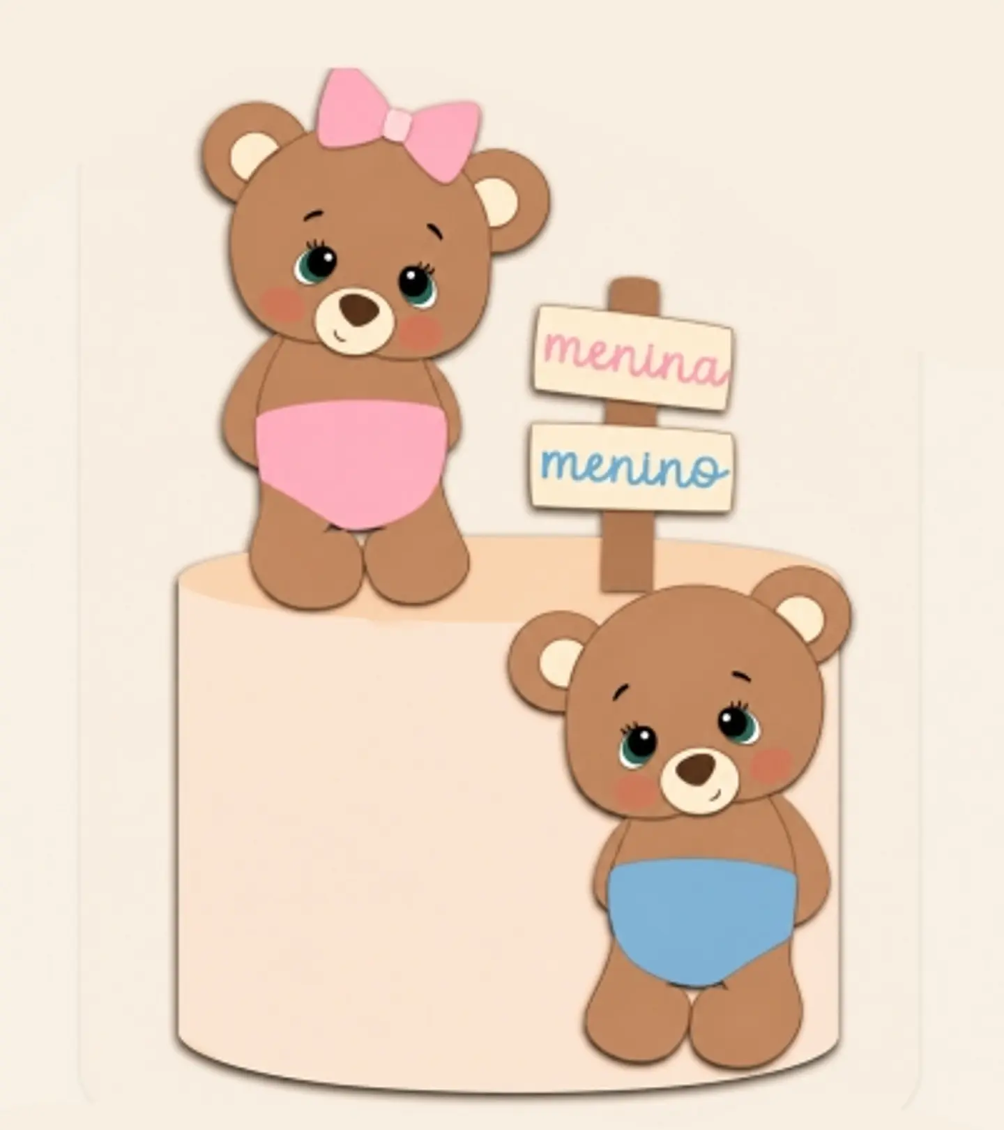 Arquivo Topo de Bolo Chá Revelação Ursinhos em Camadas  1