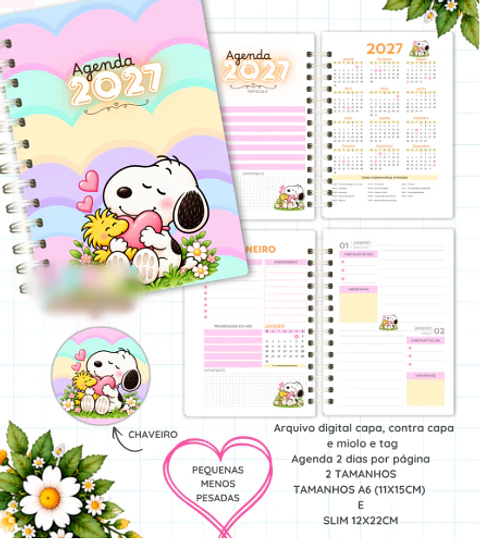 Arquivo Agenda Snoopy A6 e Slim