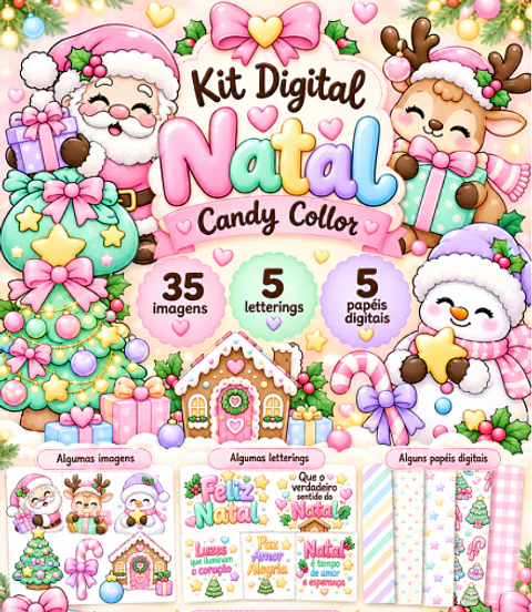 Kit Digital Natal Candy Collor 