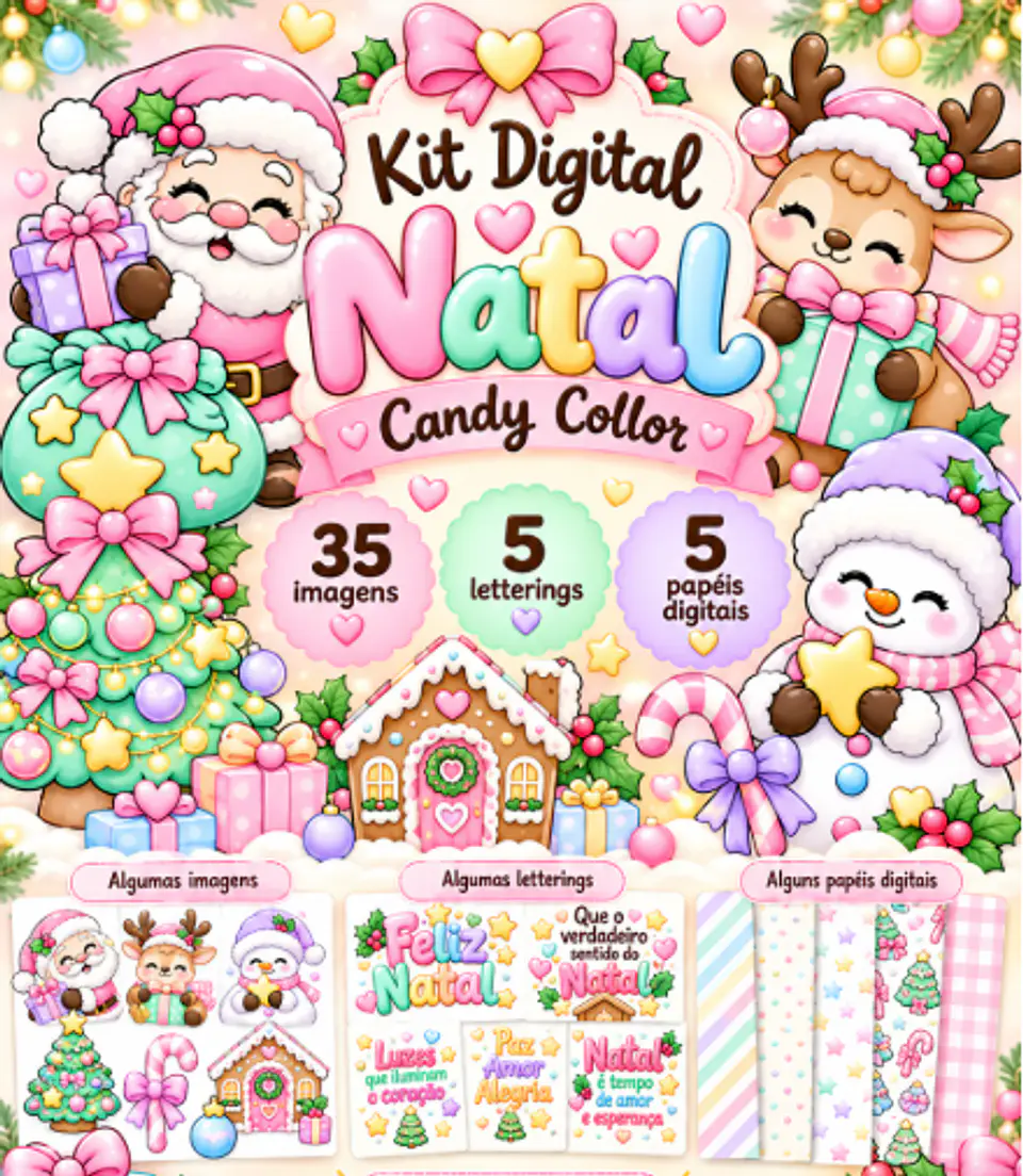 Kit Digital Natal Candy Collor  1