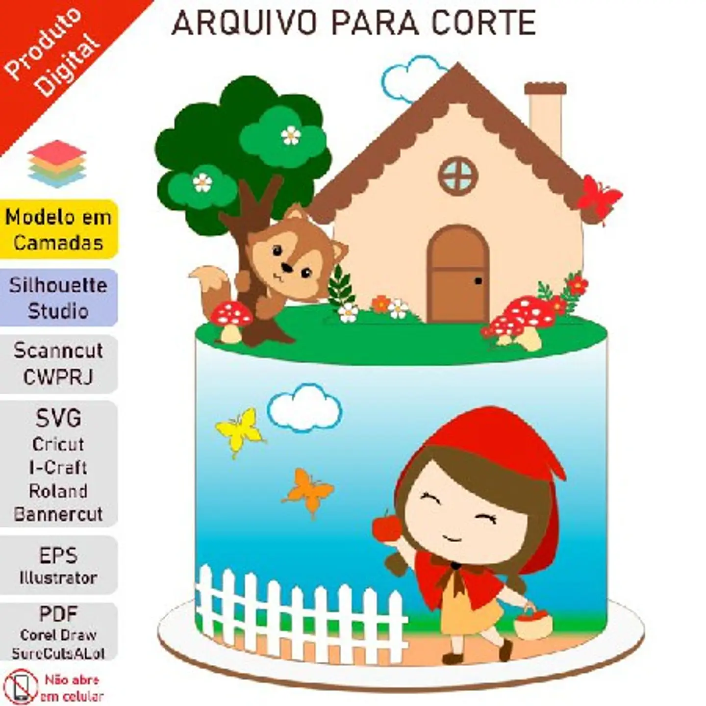 Arquivo Topo de Bolo Chapeuzinho Vermelho em Camadas  1