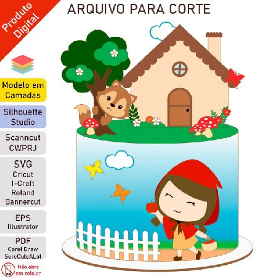 Arquivo Topo de Bolo Chapeuzinho Vermelho em Camadas  1