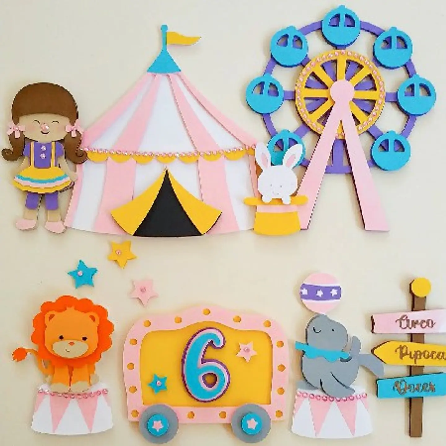 Arquivo Topo de Bolo Circo Menina Camadas  1