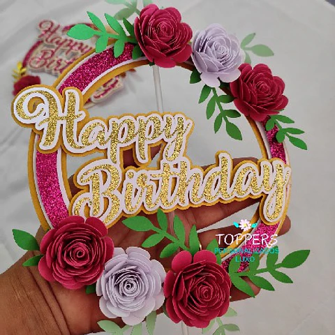 Arquivo Topo de Bolo Circular Floral 3