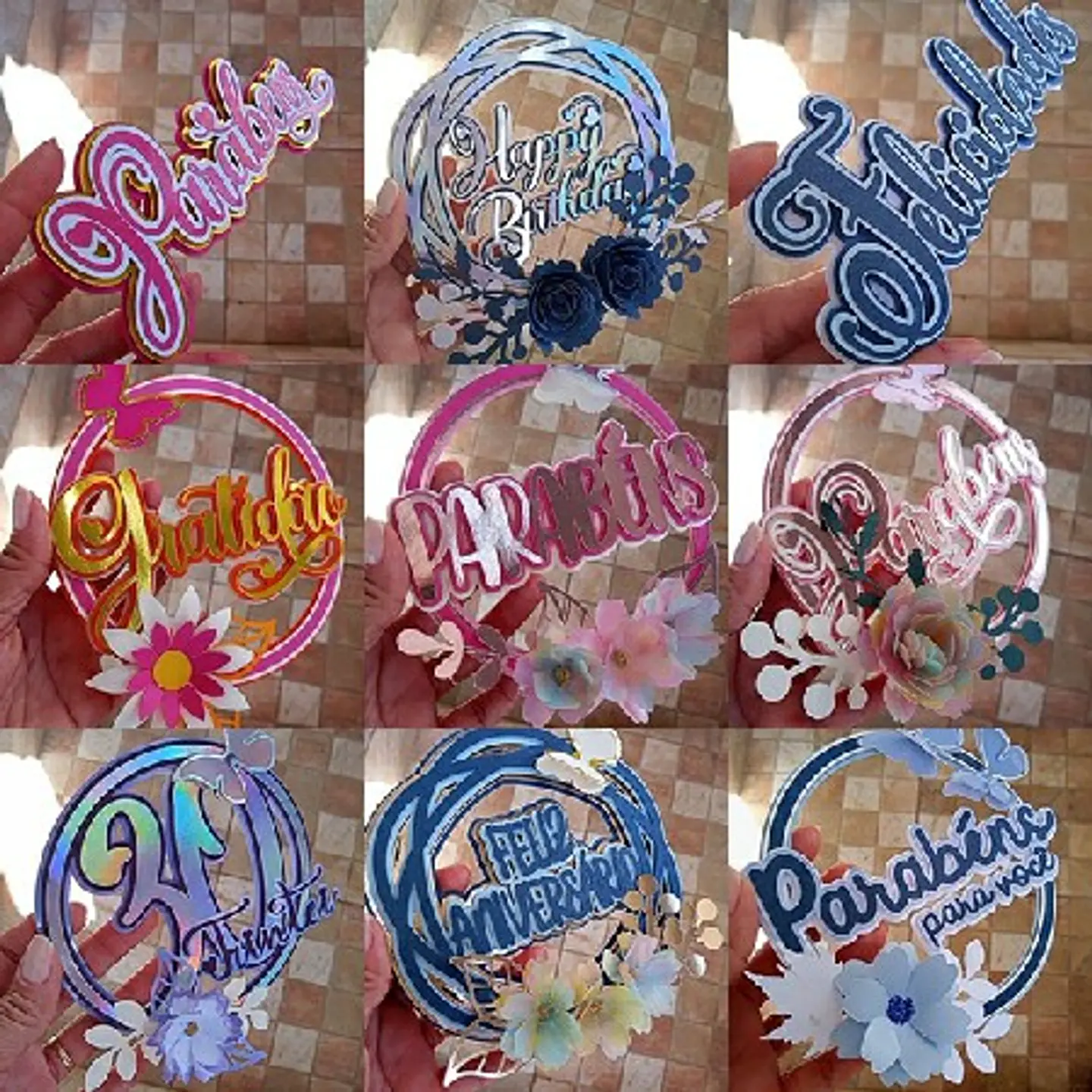 Arquivo Topo de Bolo Combo Circular Floral 1