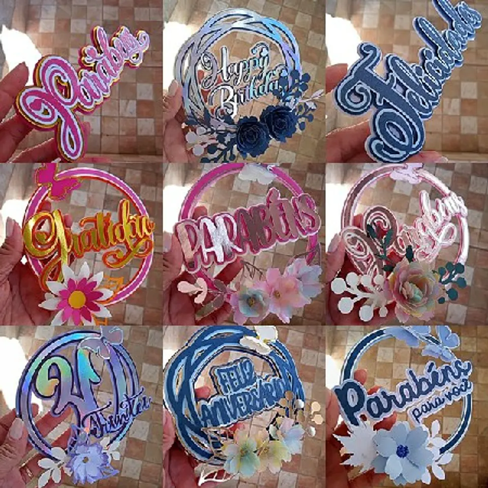 Arquivo Topo de Bolo Combo Circular Floral 1