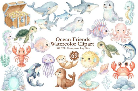 Kit Digital Fundo do Mar Cute