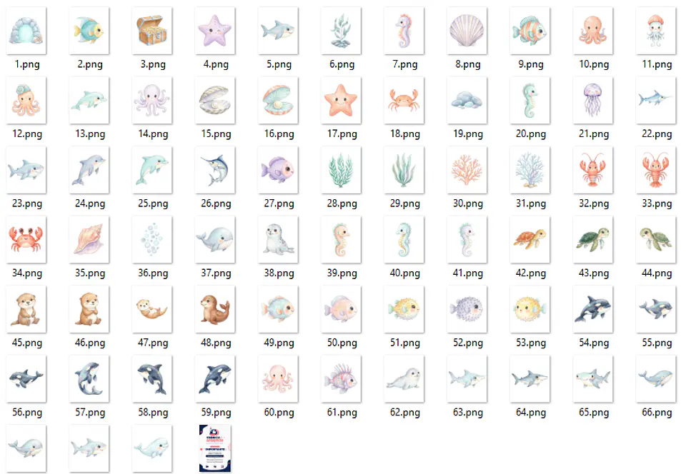 Kit Digital Fundo do Mar Cute 2