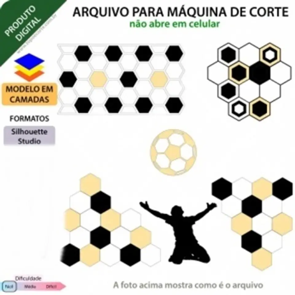 Arquivo Topo de Bolo Hexágonos Futebol 1
