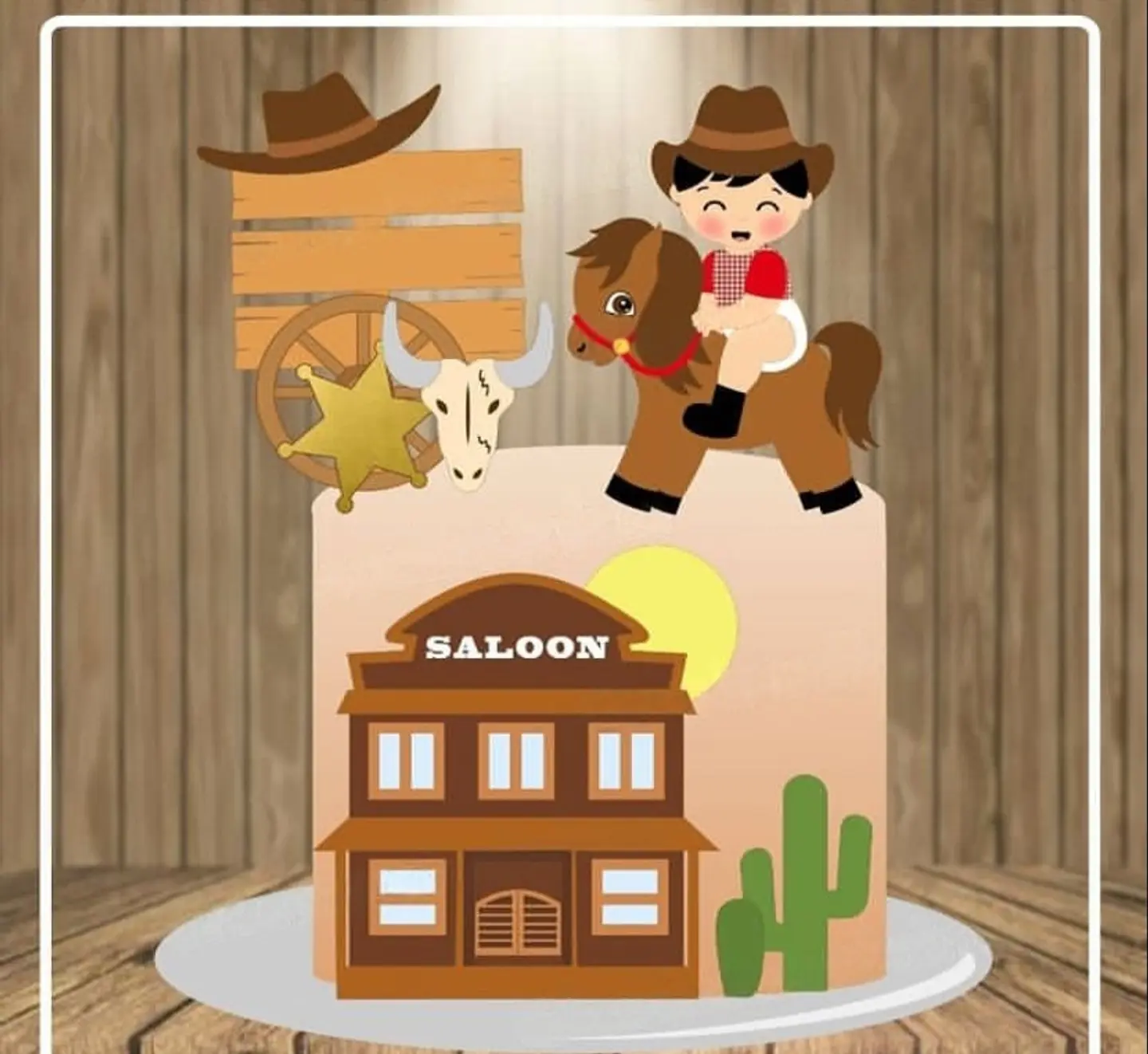 Arquivo Topo de Bolo Cowboy Baby em Camadas 1