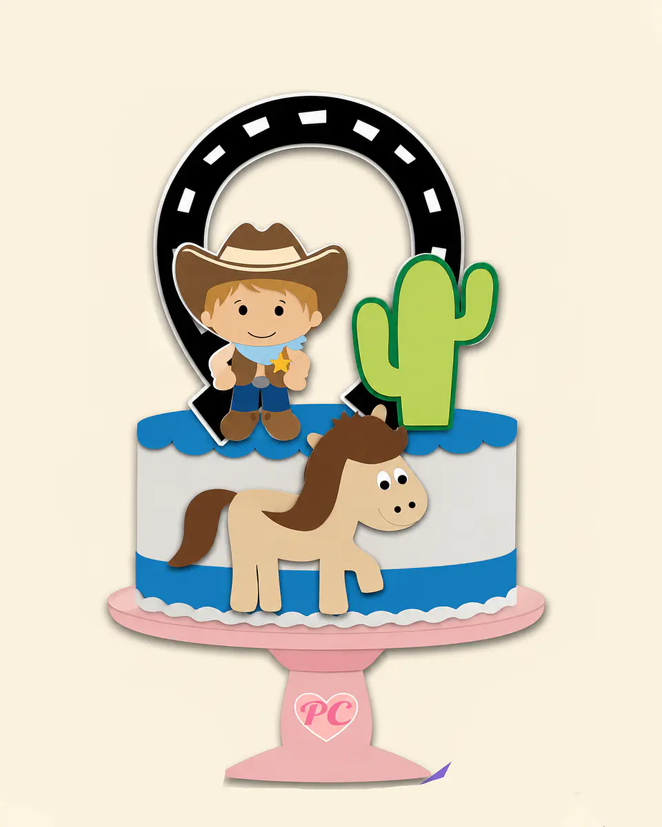 Arquivo Topo de Bolo Cowboy em Camadas 1