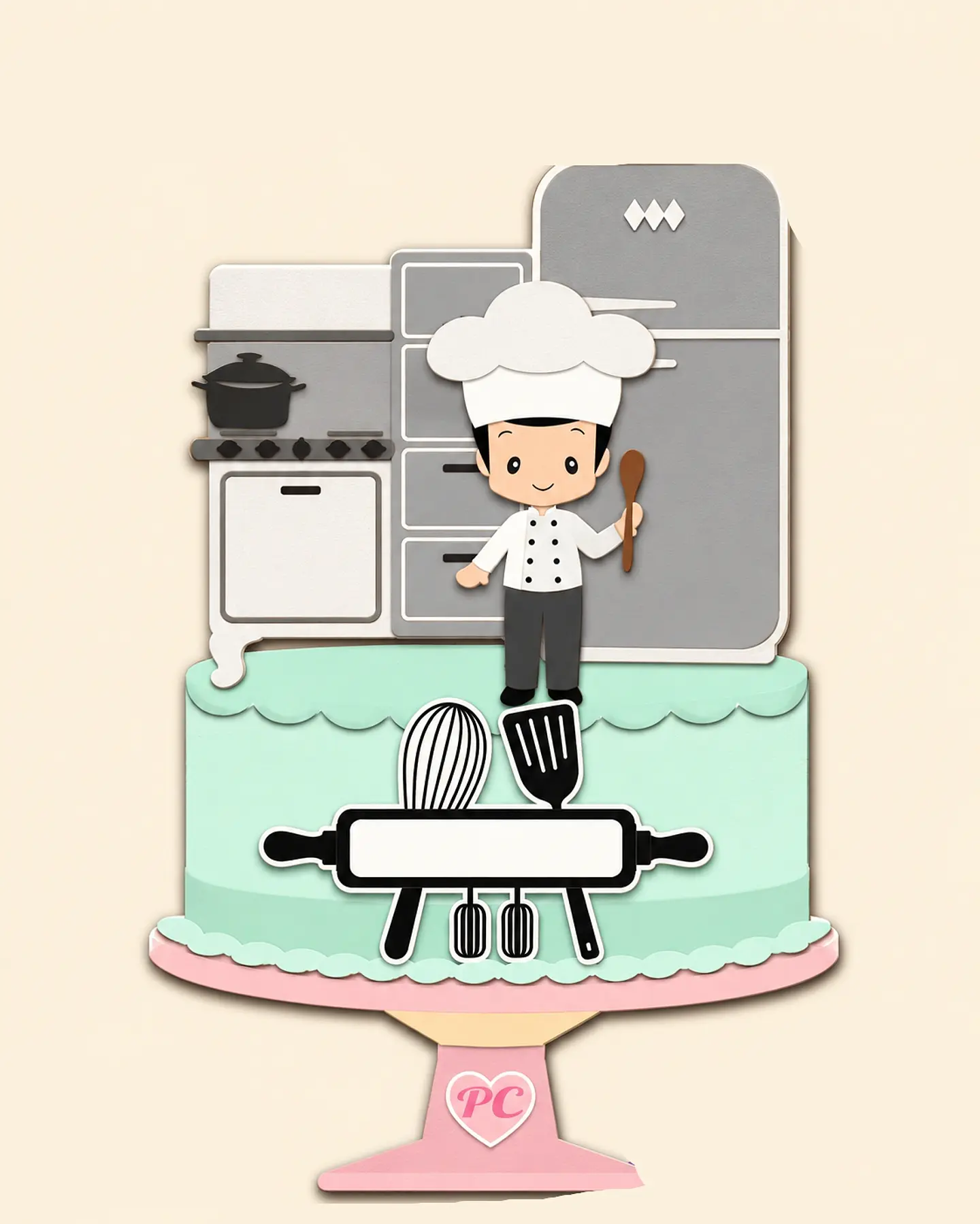 Arquivo Topo de Bolo Cozinheiro Chef de Cozinha Cute 1
