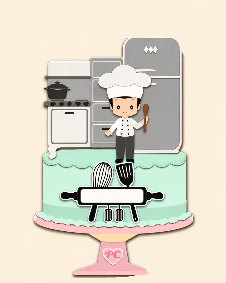 Arquivo Topo de Bolo Cozinheiro Chef de Cozinha Cute 1