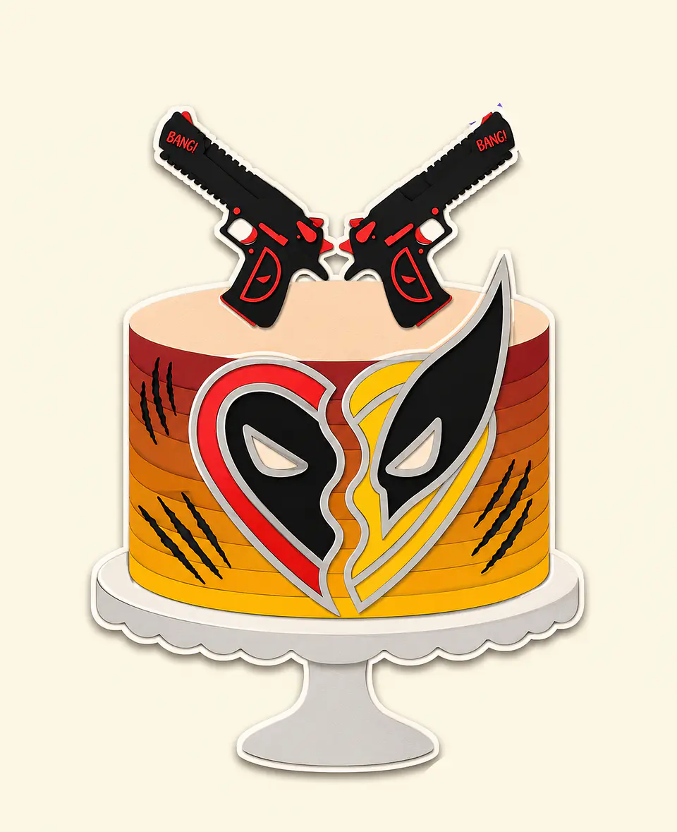 Arquivo Topo de Bolo Deadpool e Wolverine em Camadas 1
