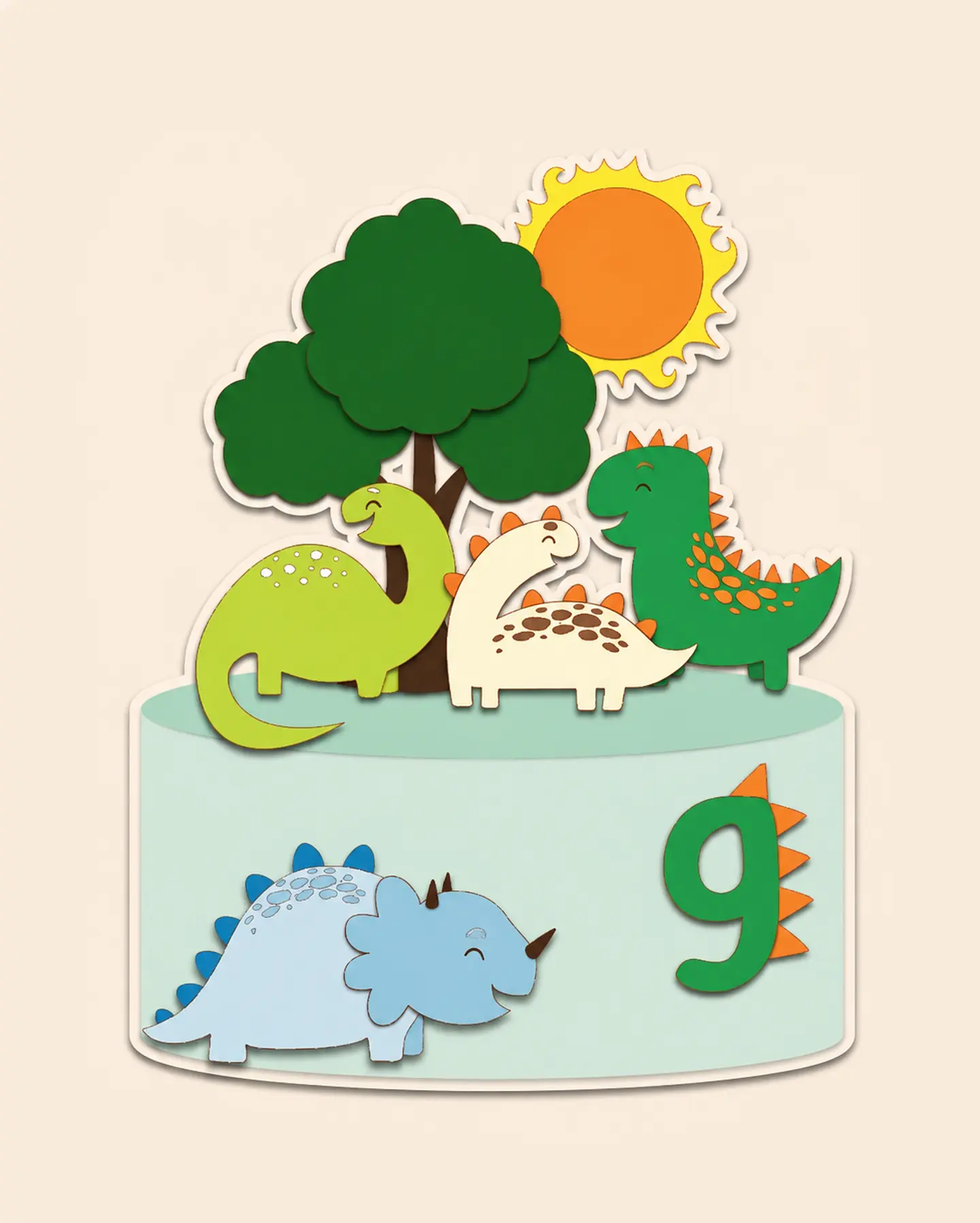 Arquivo Topo de Bolo Dinossauro Cute em Camadas 2 1