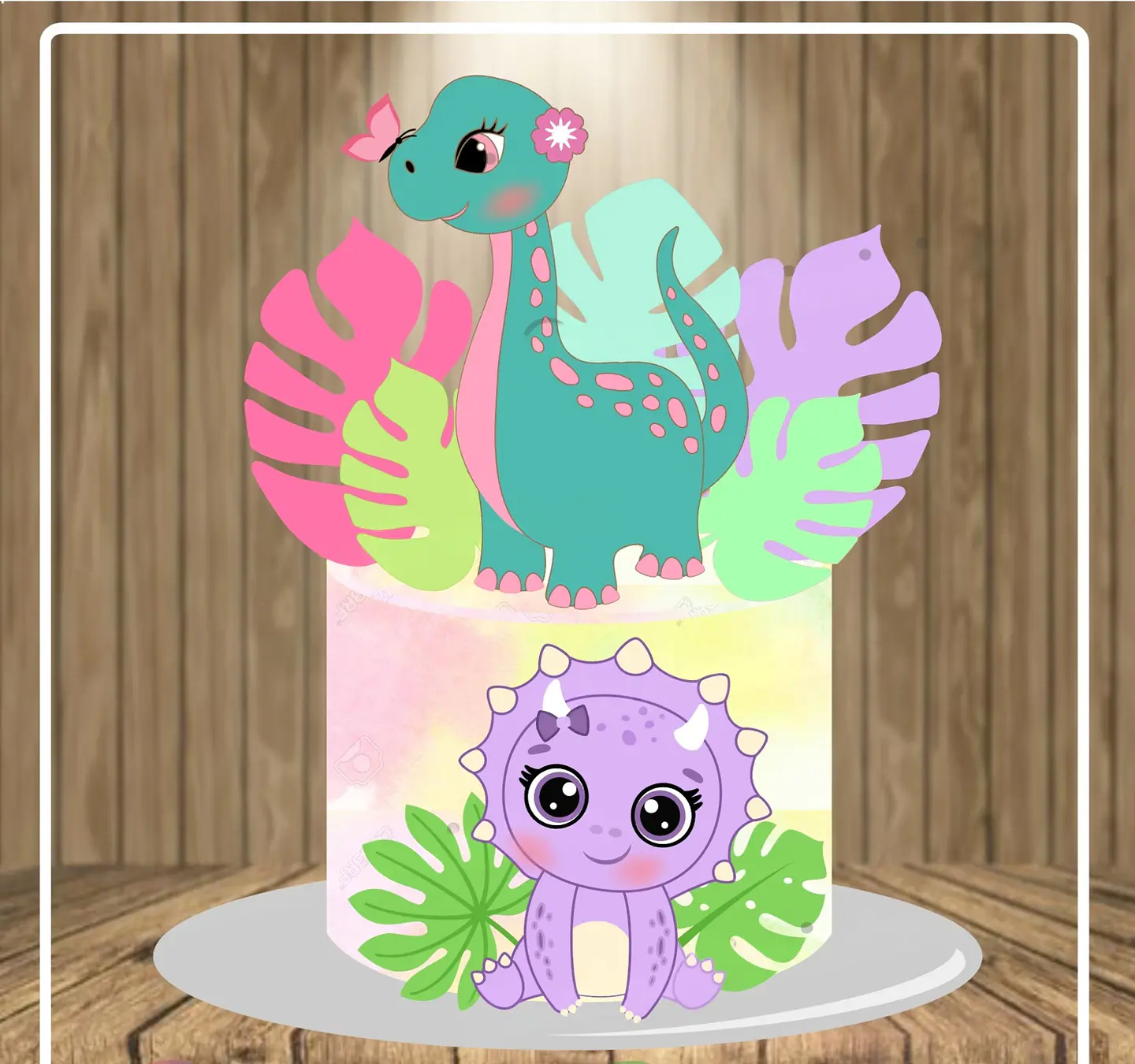 Arquivo Topo de Bolo Dinossauro Cute em Camadas 5 1