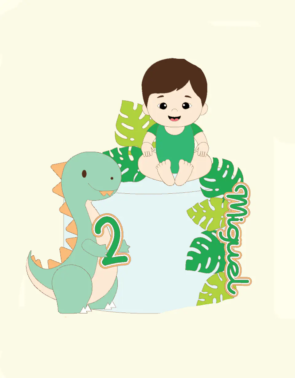 Arquivo Topo de Bolo Dinossauro Menino em Camadas  1