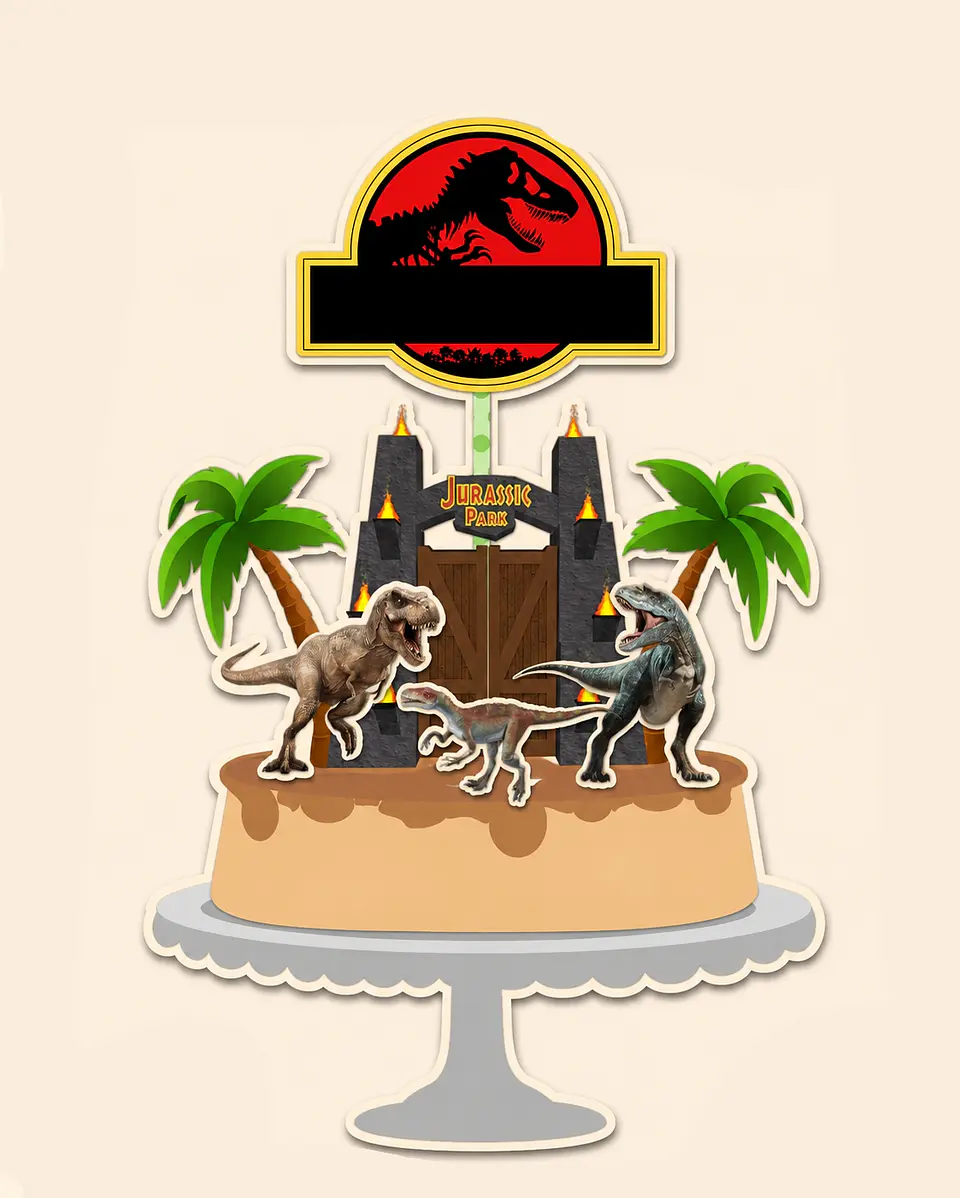 Arquivo Topo de Bolo Dinossauros Jurassic Word 1