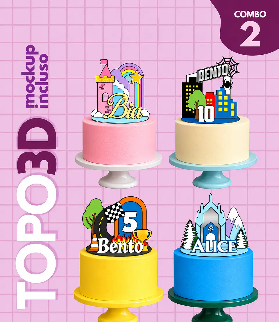 Arquivo Combo Topos de Bolo Cenário  1