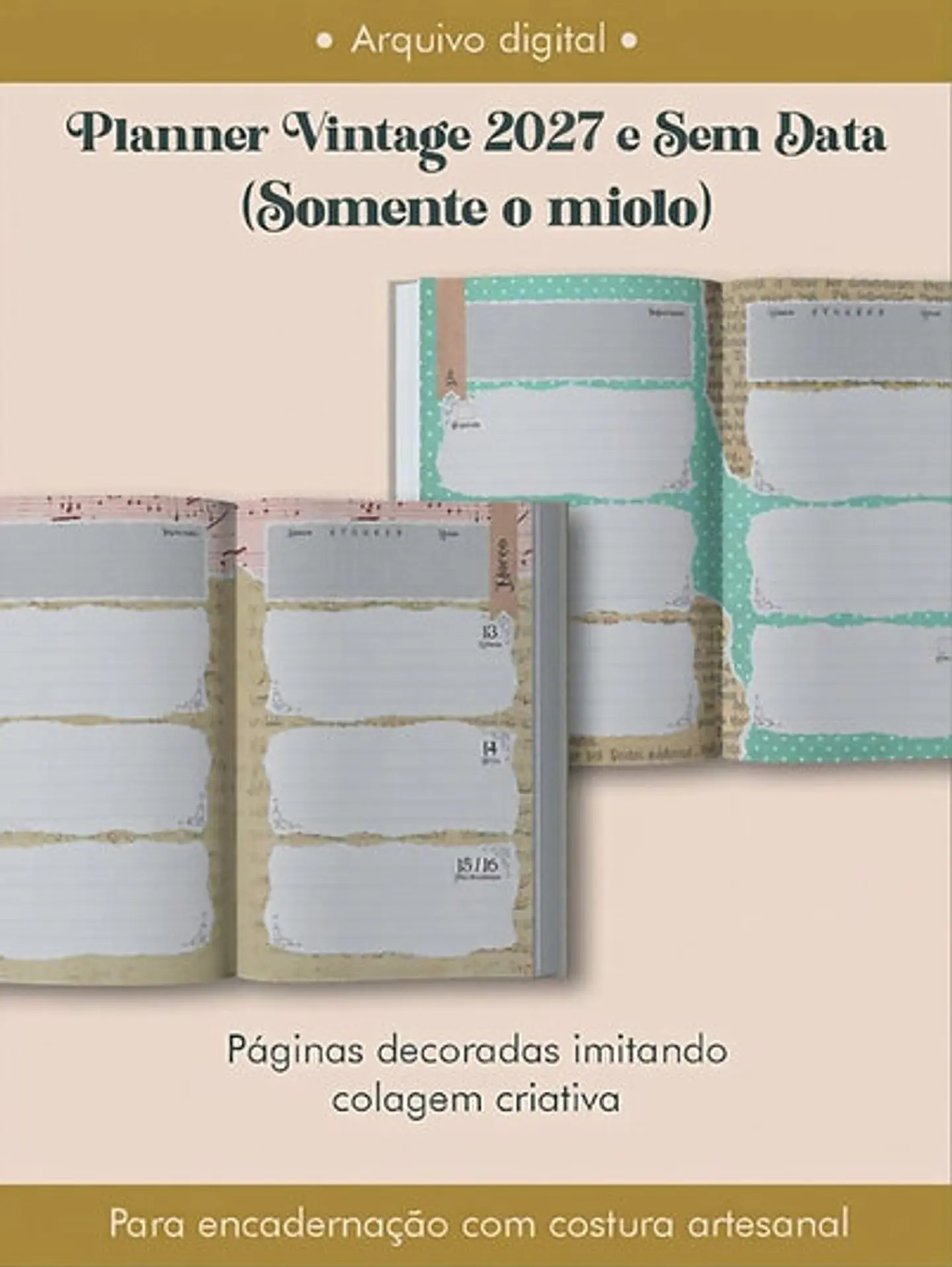 Arquivo Planner Vintage Verde-Água 2027 e sem data Costura 1
