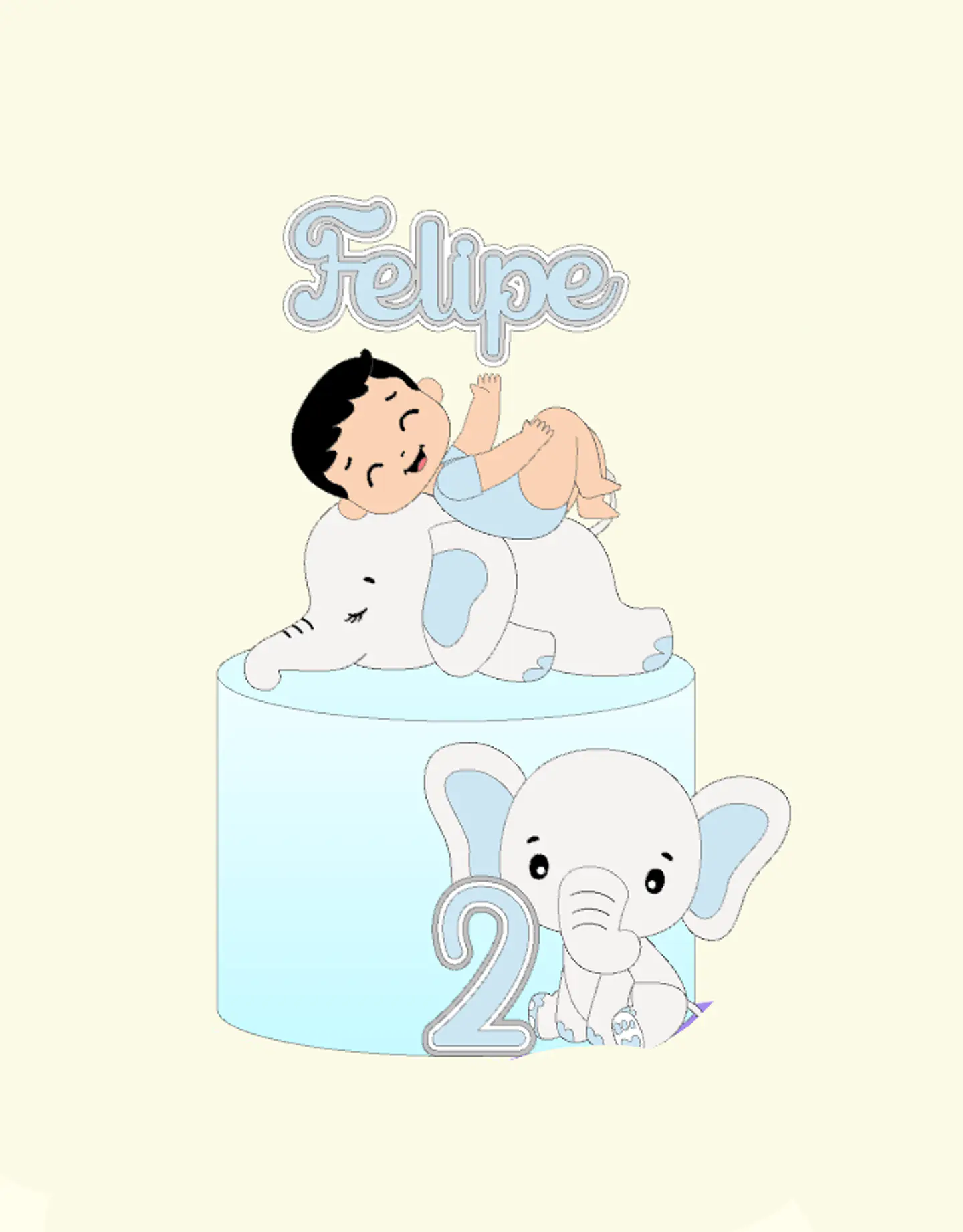 Arquivo Topo de Bolo Elefantinho Baby Menino 1