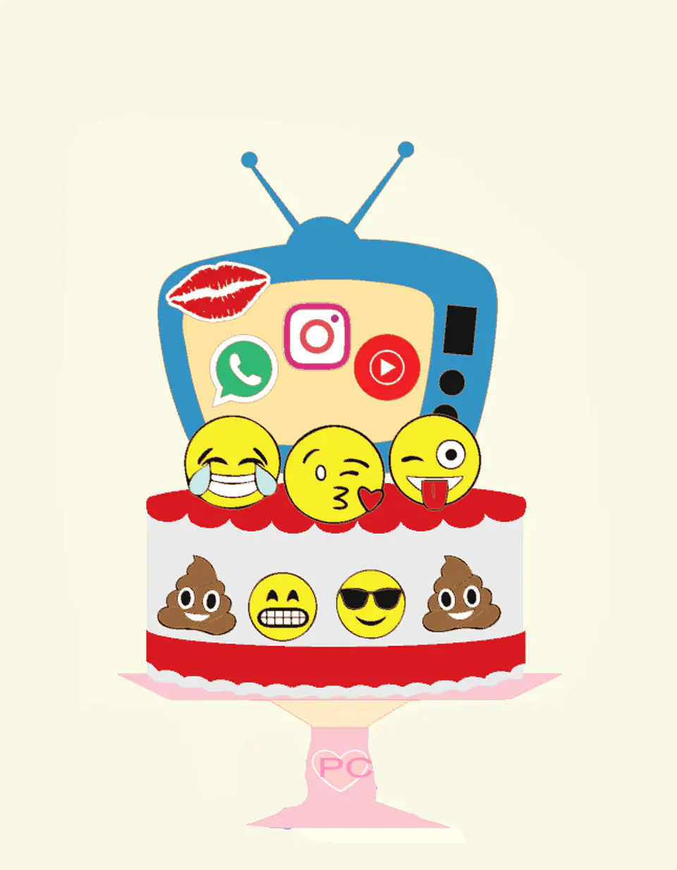 Arquivo Topo de Bolo Emoji Emoticon em Camadas 1