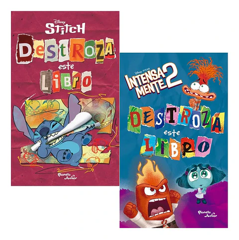Pack Libros Destroza Este Libro Stitch + Intensamente 2
