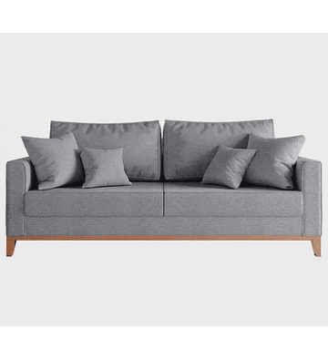 Sofá Beny 3 Lugares com Base de Madeira Linho