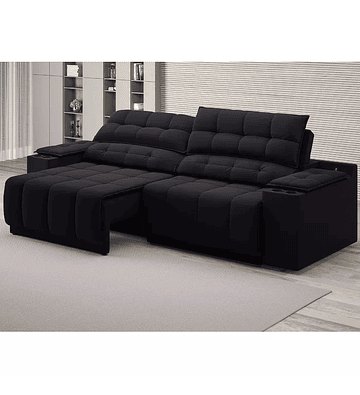  Sofá com Porta Copos Carregador USB Ret Rec Samurai 2,30m Velosuede 