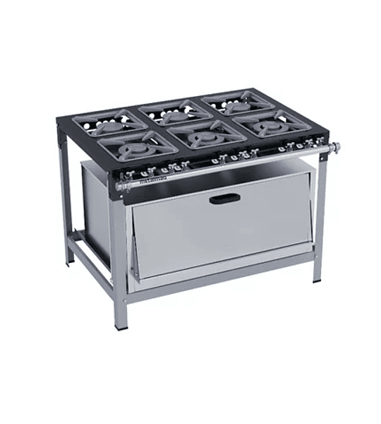 Fogão Industrial 6 Bocas 30X30 com Super Forno Metalmaq - 