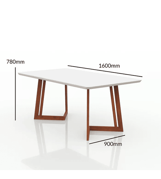 Conjunto Mesa com Vidro Pés Madeira Maciça 6 Cadeiras Madeira Dakota Tecido A40 Móveis Meneghetti Caramelo - 