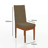 Conjunto Mesa com Vidro Pés Madeira Maciça 6 Cadeiras Madeira Dakota Tecido A40 Móveis Meneghetti Caramelo 6